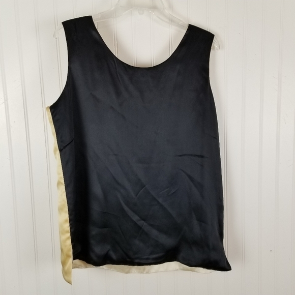 Nicole Summers Womens L Silk Reversible Sleeveless Top Gold Cream Silver Black - Picture 3 of 12